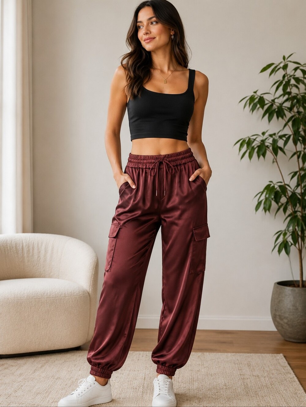 Joe's Jeans Darya Jogger Pants Cargo Women's M Elastic Drawstring Silky NWTs